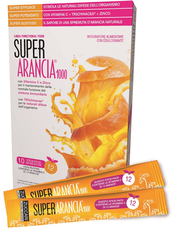 SUPER ARANCIA 1000 10 STICK PACK MONODOSE DA 3,7G INTEGRATORE ALIMENTARE CON EDULCORANTE - Farmacia Mastrangelo 