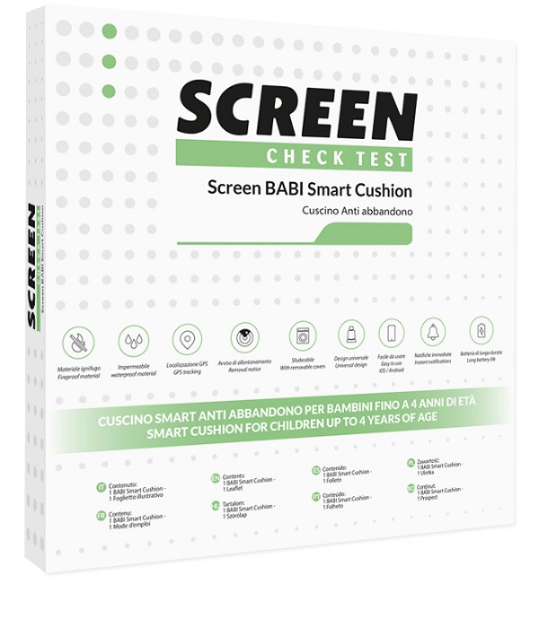 SCREEN BABI SMART CUSHION CUSCINO ANTIABBANDONO SEGGIOLINO AUTO CON ALLARME SONORO SU APP - Farmacia Mastrangelo 