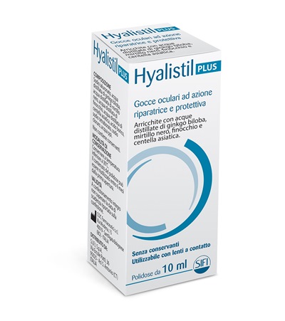 GOCCE OCULARI HYALISTIL PLUS ACIDO IALURONICO 0,4% ACQUA DISTILLATA DI GINKGO BILOBA + MIRTILLO NERO + FINOCCHIO + CENTELLA ASIATICA 10 ML - Farmacia Mastrangelo 