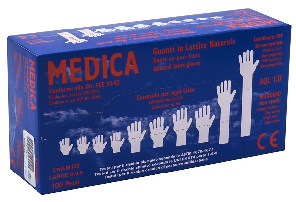 GUANTI LATTICE CON POLVERE LARGE 100 PEZZI GAMMADIS - Farmacia Mastrangelo 