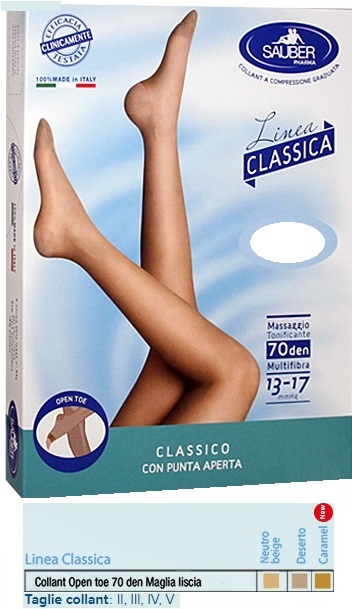 SAUBER COLLANT OPEN TOE MAGLIA LISCIA 70 DEN COLORE NEUTRO BEIGE TAGLIA 5 LINEA CLASSICA - Farmacia Mastrangelo 