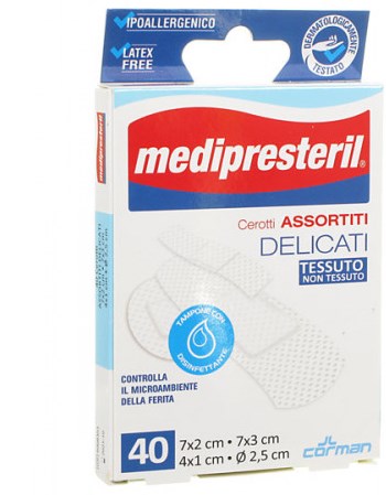 MEDIPRESTERIL CEROTTI DELICATI ASSORTITI 4 FORMATI 40 PEZZI - Farmacia Mastrangelo 