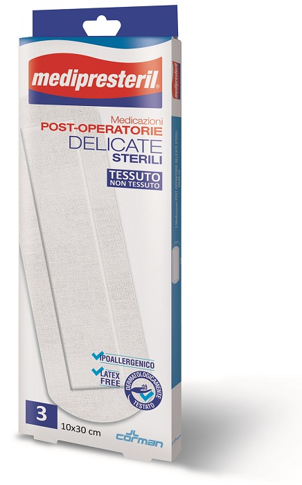 MEDICAZIONE POST OPERATORIA MEDIPRESETERIL DELICATA TNT 10X30CM 3 PEZZI - Farmacia Mastrangelo 