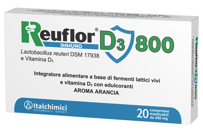 REUFLOR D3 800 20 COMPRESSE MASTICABILI AROMA ARANCIA - Farmacia Mastrangelo 