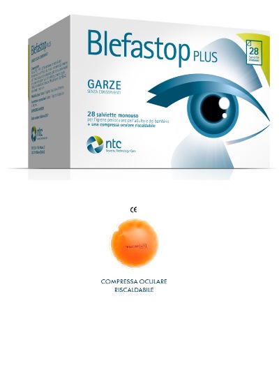 BLEFASTOP PLUS GARZA IN COTONE PIEGATA CON FILO DI BARIO 28 SALVIETTE MONOUSO + 1 COMPRESSA OCULARE RISCALDABILE - Farmacia Mastrangelo 