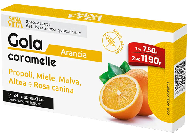 SANAVITA GOLA ARANCIA 24 COMPRESSE - Farmacia Mastrangelo 
