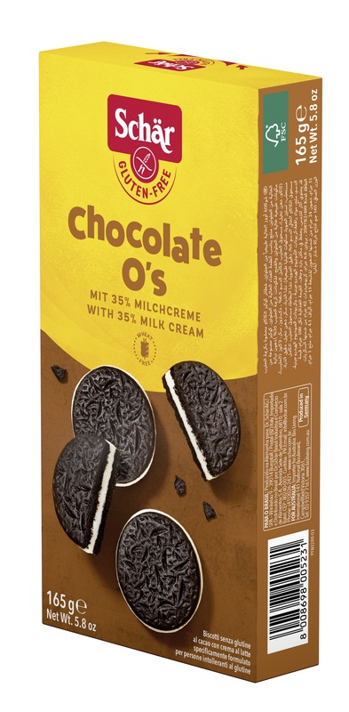 SCHAR CHOCOLATE O'S BISCOTTI AL CACAO CON CREMA AL LATTE 165 G - Farmacia Mastrangelo 