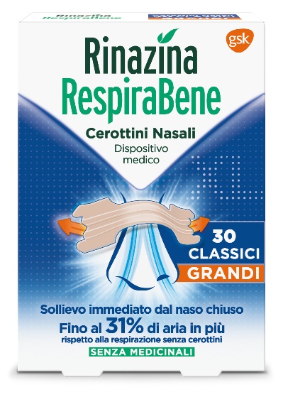 RINAZINA RESPIRABENE CEROTTI NASALI CLASSICI GRANDI CARTON 30 PEZZI - Farmacia Mastrangelo 