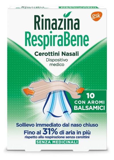 RINAZINA RESPIRABENE CEROTTI NASALI CON AROMI BALSAMICI CARTON 10 PEZZI - Farmacia Mastrangelo 