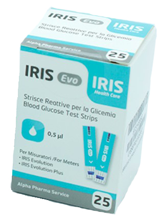 STRISCE MISURAZIONE GLICEMIA IRIS EVO 25 PEZZI - Farmacia Mastrangelo 