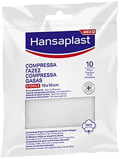 HANSAPLAST GARZA COMPRESSA 10 X 10 CM 10 PEZZI - Farmacia Mastrangelo 