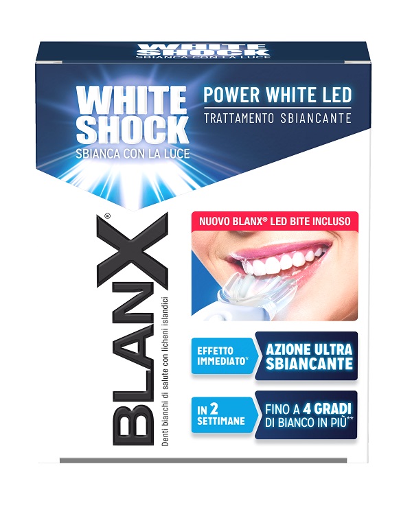 BLANX WHITE SHOCK TRATTAMENTO SBIANCANTE POWER WHITE 30 ML + LED BITE - Farmacia Mastrangelo 