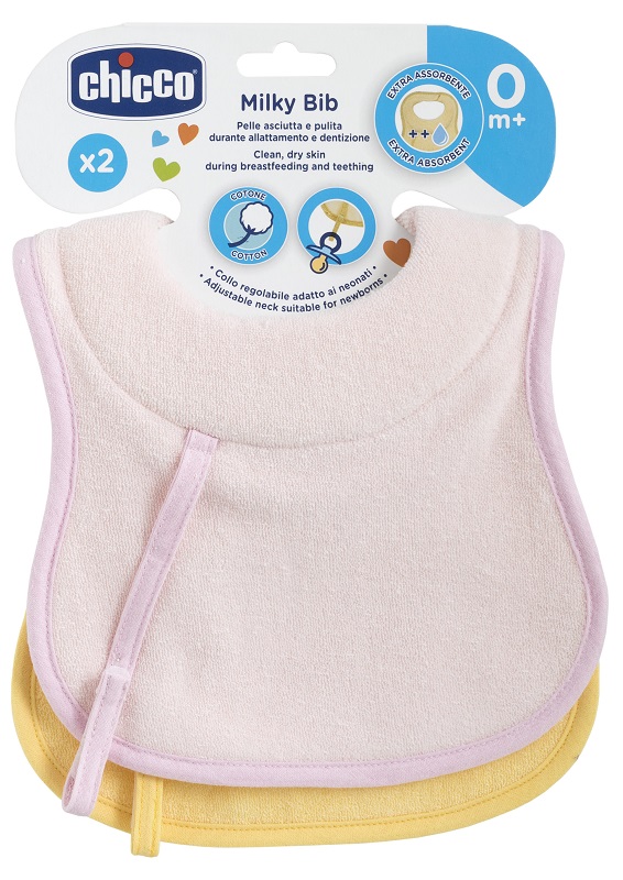 CHICCO BAVAGLINE 0M+ 2PZ ROSA - Farmacia Mastrangelo 