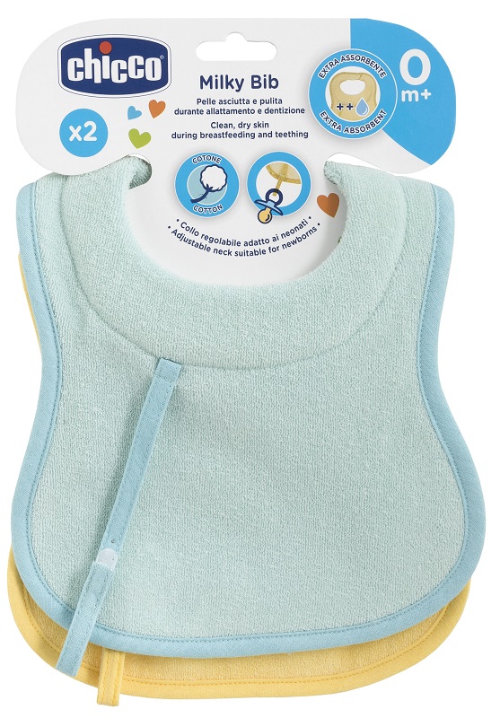 CHICCO BAVAGLINE 0M+ 2PZ AZZURRO - Farmacia Mastrangelo 