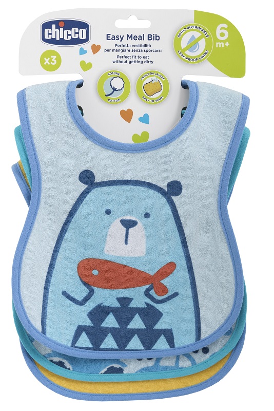 CHICCO BAVAGLINO PAPPA 6M 3 PEZZI BOY - Farmacia Mastrangelo 
