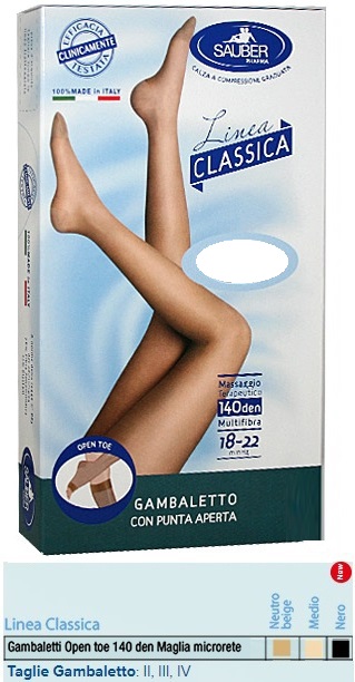 SAUBER GAMBALETTO OPEN TOE MAGLIA MICRORETE 140 DEN COLORE NERO TAGLIA 3 LINEA CLASSICA - Farmacia Mastrangelo 