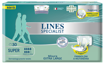 PANNOLONE MUTANDA LINES SPECIALIST EXTRALARGE SUPER 30 PEZZI - Farmacia Mastrangelo 