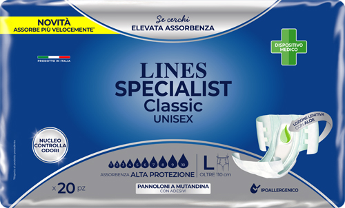 PANNOLONE A MUTANDA LINES SPECIALIST CLASSIC ALTA PROTEZIONE MG 20 PEZZI - Farmacia Mastrangelo 