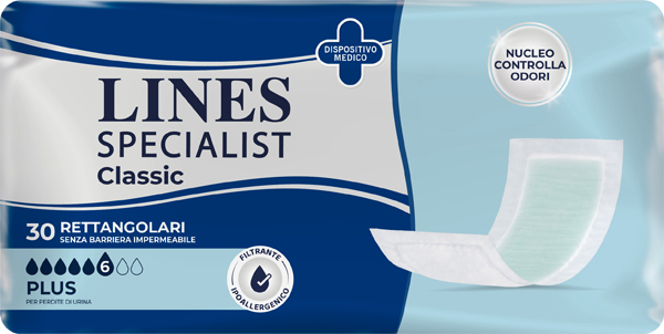 PANNOLONE RETTANGOLARE LINES SPECIALIST CLASSIC SENZA BARRIERA 30 PEZZI - Farmacia Mastrangelo 