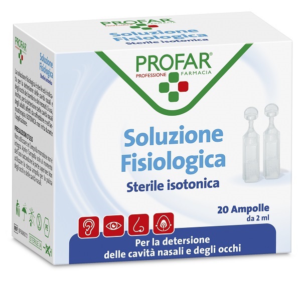 PROFAR SOLUZIONE FISIOLOGICA STERILE ISOTONICA 2 ML 20 AMPOLLE - Farmacia Mastrangelo 