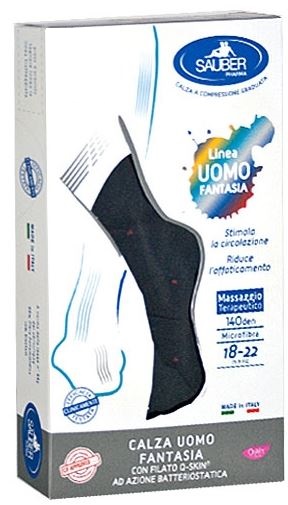 SAUBER CALZA UOMO FANTASIA Q-SKIN 140 DEN BLU POIS ROSSI TAGLIA G - Farmacia Mastrangelo 