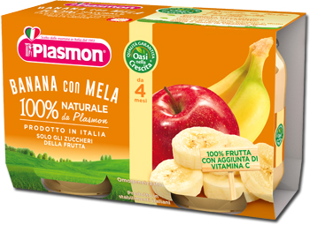 PLASMON OMOGENEIZZATO BANANA/MELA 2 X 104 G - Farmacia Mastrangelo 