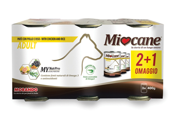MIOCANE PATE' TRIS ADULT POLLO/RISO 3 X 400 G - Farmacia Mastrangelo 