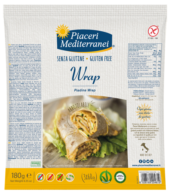 PIACERI MEDITERRANEI PIADINA WRAP 180 G - Farmacia Mastrangelo 