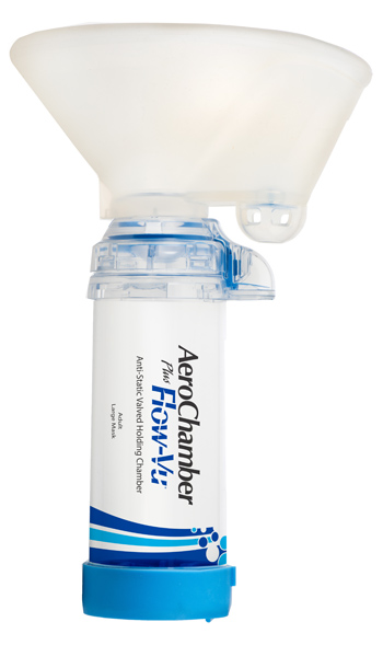 CAMERA DI TENUTA CON VALVOLA AEROCHAMBER PLUS FLOW VU ADULTI LARGE 5+ ANNI - Farmacia Mastrangelo 