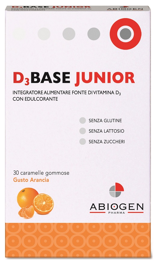 D3BASE JUNIOR 30 CARAMELLE GOMMOSE ARANCIA - Farmacia Mastrangelo 