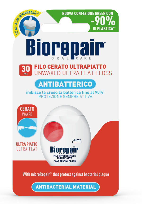 BIOREPAIR ORAL CARE ANTIBATTERICO FILO NON CERATO ULTRAPIATTO DENTI SENSIBILI 25+5 METRI - Farmacia Mastrangelo 