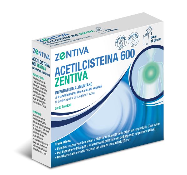 ACETILCISTEINA 600 ZENTIVA 10 BUSTINE BIPARTITE GUSTO TROPICAL - Farmacia Mastrangelo 