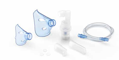 SOFFIO CUBE KIT ACCESSORI RICAMBIO CON AMPOLLA, BOCCAGLIO E FOCELLA NASALE, MASCHERA PEDIATRICA E ADULTI, TUBELLO E FILTRI DI RICAMBIO E BORSA PORTA ACCESSORI - Farmacia Mastrangelo 