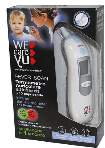 TERMOMETRO AURICOLARE WECAREYU FEVER-SCAN AD INFRAROSSI CON 10 COPRISONDA - Farmacia Mastrangelo 