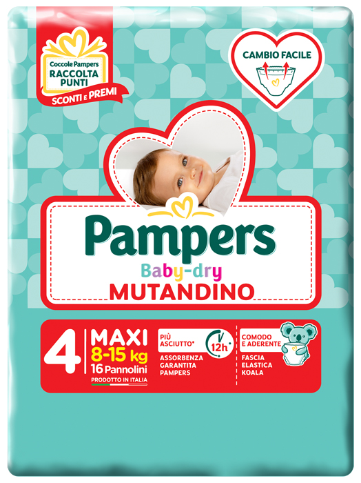 PAMPERS BABY DRY MUTANDINA MAXI 4 SMALL PACK 16 PEZZI - Farmacia Mastrangelo 