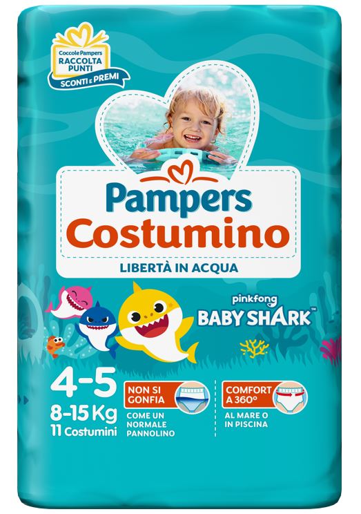 PAMPERS COSTUMINO BABY SHARK CP S 4-5 11 PEZZI - Farmacia Mastrangelo 