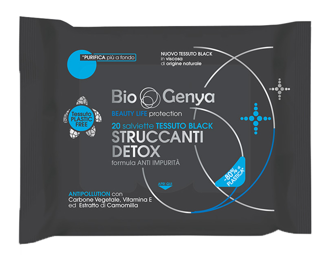 BIOGENYA BEAUTY LIFE PROTECTION 20 SALVIETTE TESSUTO BLACK STRUCCANTI DETOX - Farmacia Mastrangelo 