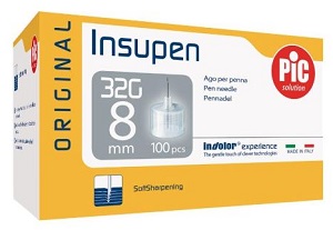 AGO PER PENNA PIC INSUPEN ORIGINAL GAUGE 32X8 MM 100 PEZZI - Farmacia Mastrangelo 