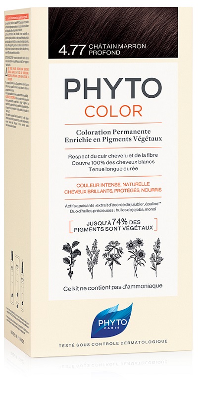 PHYTOCOLOR 4,77 CASTANO MARRONE INTENSO LATTE + CREMA + MASCHERA + 1 PAIO DI GUANTI - Farmacia Mastrangelo 