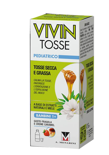 VIVIN TOSSE PEDIATRICO SCIROPPO PER TOSSE SECCA E GRASSA GUSTO FRAGOLA E CREME CARAMEL 150 ML - Farmacia Mastrangelo 