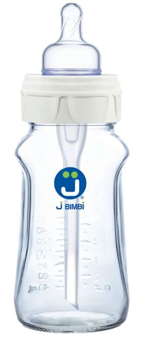 J BIMBI BFREE SUPER GLASS 260 ML BIBERON IN VETRO CON CANULA ANTICOLICHE E TETTARELLA IN SILICONE - Farmacia Mastrangelo 