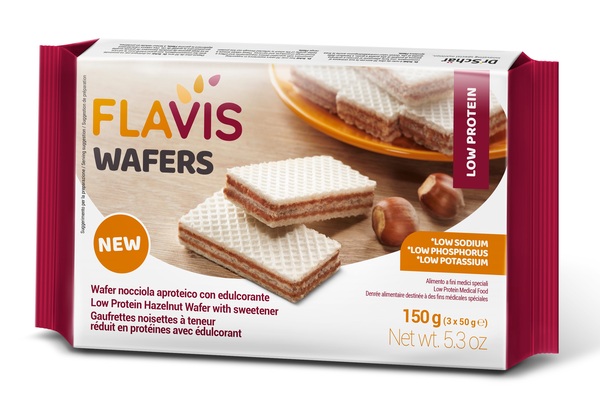 FLAVIS WAFERS NOCCIOLA APROTEICO 3 PORZIONI DA 50 G - Farmacia Mastrangelo 