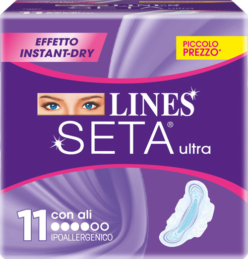 LINES SETA ULTRA ASSORBENTI CON ALI 11 PEZZI - Farmacia Mastrangelo 
