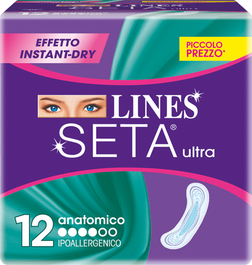 LINES SETA ULTRA ASSORBENTI ANATOMICI 12 PEZZI - Farmacia Mastrangelo 