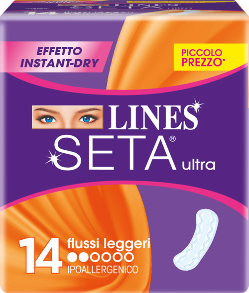 LINES SETA ULTRA ASSORBENTI PER FLUSSI LEGGERI 14 PEZZI - Farmacia Mastrangelo 