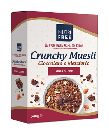 NUTRIFREE CRUNCHY MIX CIOCCOLATO E MANDORLE 340 G - Farmacia Mastrangelo 