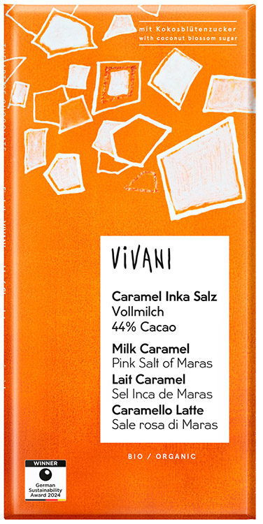 VIVANI CIOCCOLATO AL LATTE CON CARAMELLO E SALE ROSA DI MARAS 80 G - Farmacia Mastrangelo 