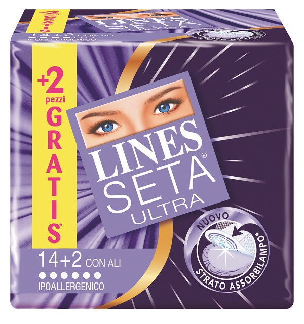 ASSORBENTE LINES SETA ULTRA CON ALI 16 PEZZI - Farmacia Mastrangelo 