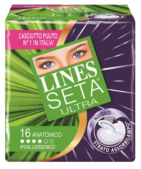 ASSORBENTE LINES SETA ULTRA ANATOMICO 16 PEZZI - Farmacia Mastrangelo 