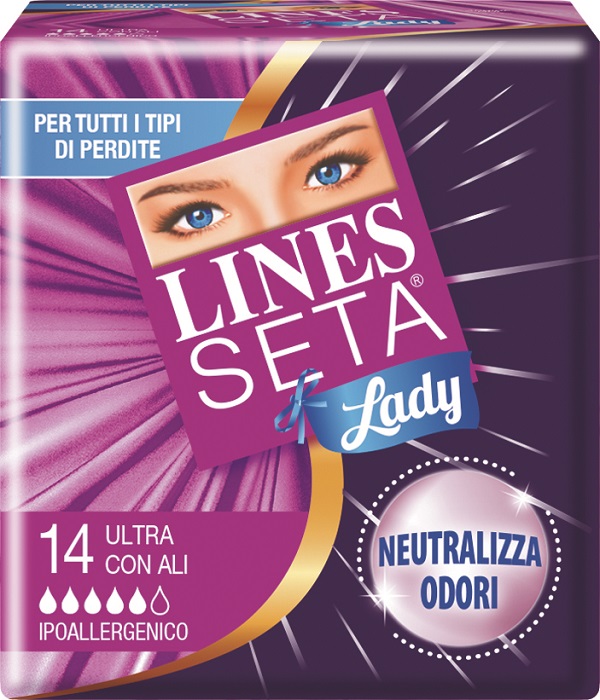 ASSORBENTE LINES SETA ULTRA LADY CON ALI 14 PEZZI - Farmacia Mastrangelo 